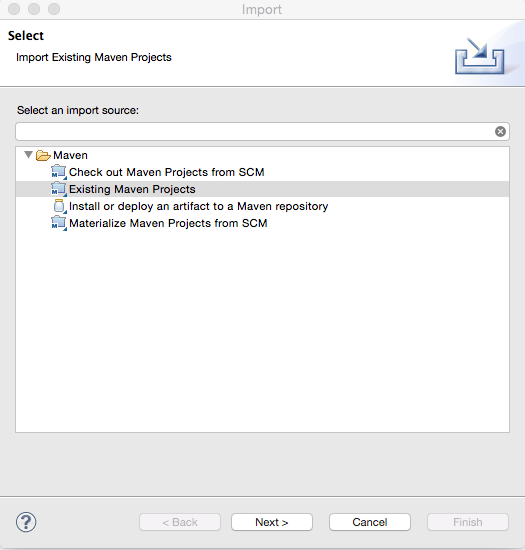 Eclipse Import Dialog