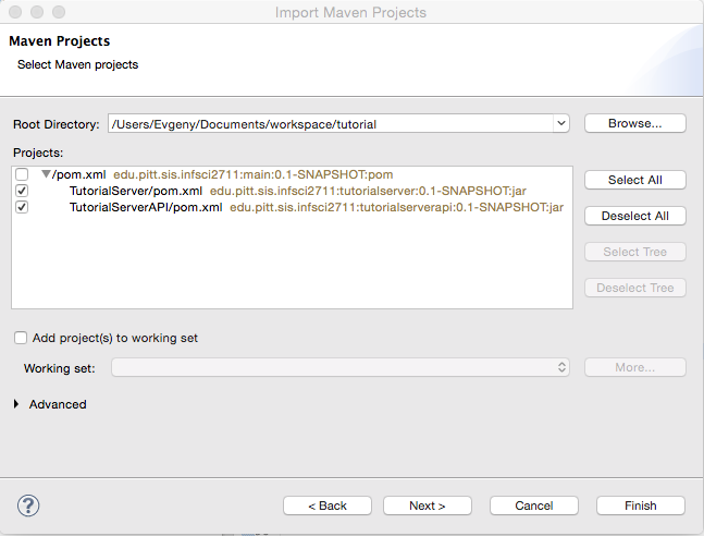 Eclipse Import Dialog